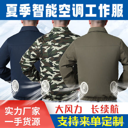 Cross-border supply air conditioning clothes summer outdoor worker labor protection work clothes short sleeve air conditioning shirt fan clothes coat