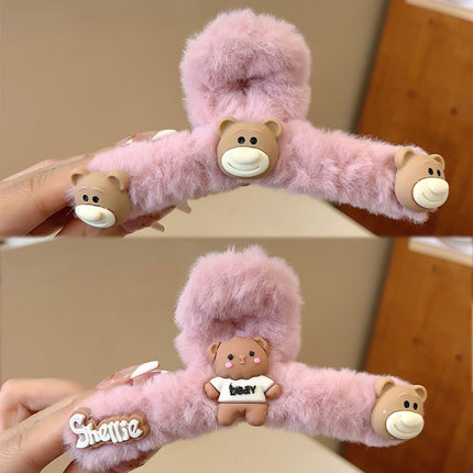 Autumn and Winter plush hairpin female clip headdress furry shark clip cute high-grade sense back head clip high-end hairpin