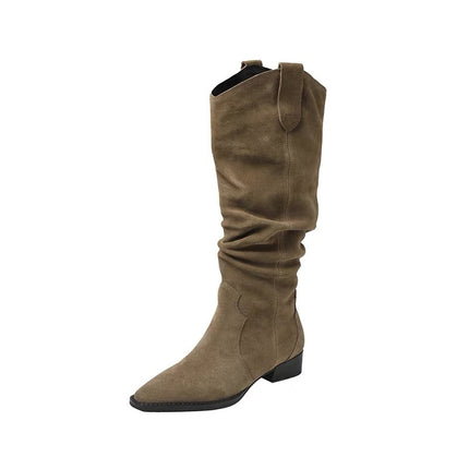 Genuine Leather Boots for Women 2025 New Spring and Autumn Women's Boots Long Boots Suede High Boots Women's Stacked Boots
