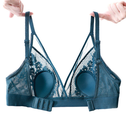 2180 Crystal Cup Ultra-thin Comfortable Breathable Push-up Bra Sexy Lace Anti-bump Non-rimless Large Size Underwear
