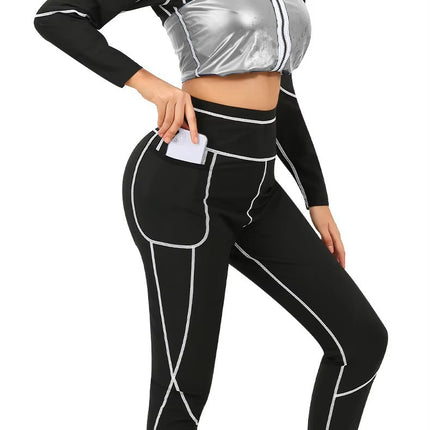Cross-Border European and American Women's Fitness Clothing, Sweat Clothing, Corset, Outdoor Sports Long-Sleeved Suit, Tummy Control and Waist Shaping Corset