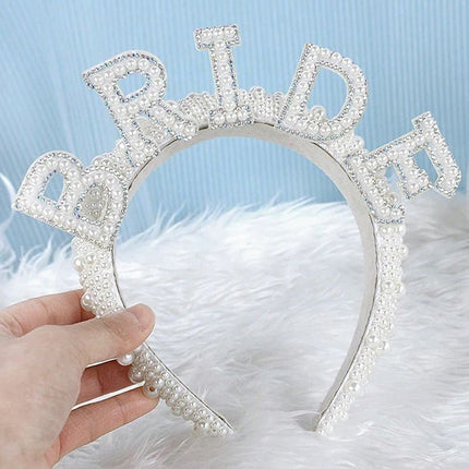 European and American Cross-Border Bride Pearl Headband Veil Hair Accessories Wedding European and American Party Supplies Wholesale