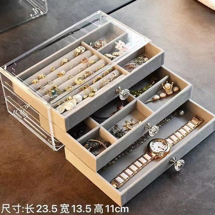 Jewelry Box Flannel Multi-layer Large Capacity Bracelet Necklace Earrings Ring Jewelry Jewelry Storage Box