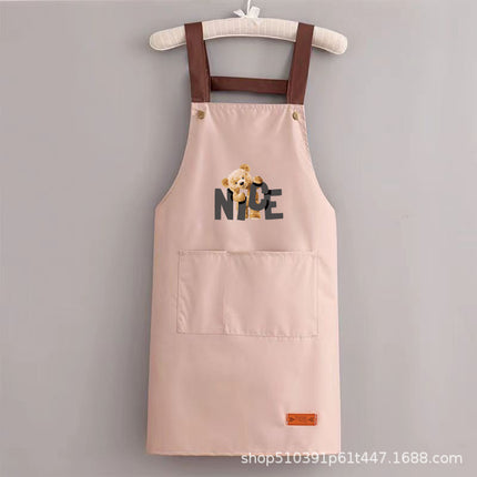2024 apron waterproof and oil-proof men's and women's kitchen cooking waist bear simple strap pocket restaurant work clothes can be set