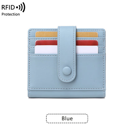 Compact and Portable Rfid Anti-Theft Brush Women's Short Wallet 2024 New Pure Color Pu Leather Buckle Card Holder Coin Purse