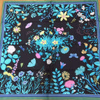 06 Black Blue Flower / 90cm