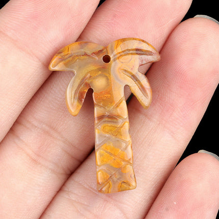 Natural Crystal Semi-precious Stone Head Summer Amethyst Coconut Tree Pendant DIY Earrings Necklace Pendant Jewelry