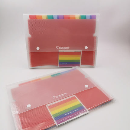 13-Grids Portable Loose-Leaf Folder Student Test Paper File Folder Rainbow Organ Bag Multi-Layer Classification File Bag