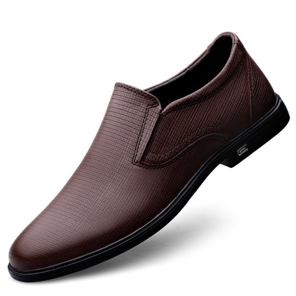 Men's Leather Shoes British Style Low-top Leather Retro Round Toe Leather Shoes Fashionable Formal Dress Fashionable Leggings Loafers