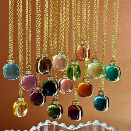 Creative original design perfume bottle crystal single flower necklace earrings cross-border explosive fire artificial spar necklace earrings
