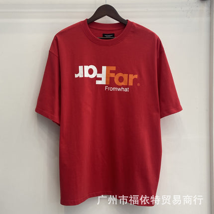 Cross-Border Far American Washed Distressed Short-Sleeved High Street Cross Lip Print Style Fashion Casual Loose Men's and Women's T-Shirts