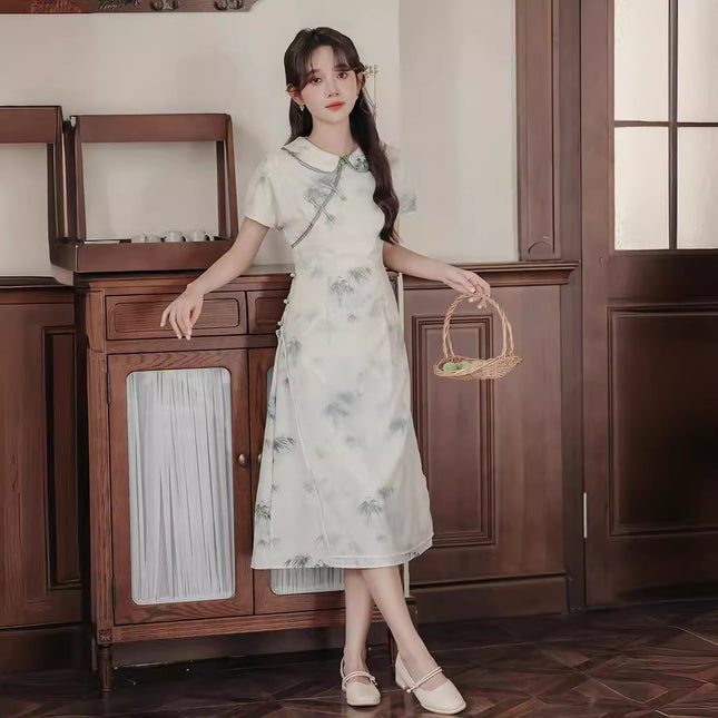 Women's Clothing 2026 Summer New Style Songxiang Zhuyin New Chinese Style Dress Elegant Mint Green Dress for Daily Wear