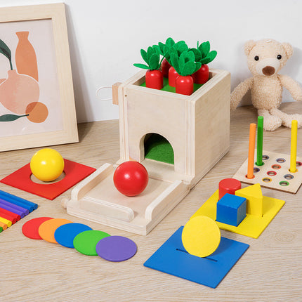 Cross-border Montessori Multifunctional Intelligence Box Carrot Pulling Children Color Shape Matching Coin Box Building Blocks Toy