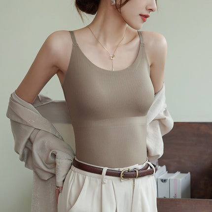 Summer Thin Seamless Underwear with Beautiful Back Design, Integrated Anti-Gravity Lifting Bra, Women's Gathered Soft Support Vest