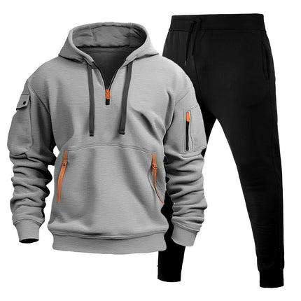 Cross-Border Autumn and Winter Men's Sweatshirt Hoodie Zipper Multi-Pocket Pullover Men's Sports and Leisure Suit