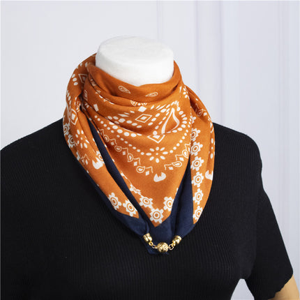 2025 New Silk Scarf Autumn and Winter Cold Protection Neck Protection Anti-Rubbing Collar Square Scarf 68cm Silk Scarf Magnetic Buckle Western Style Scarf