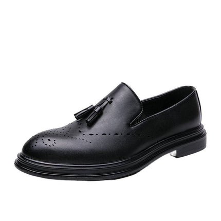 Men's Leather Shoes Casual Shoes Business Comfortable Leather Shoes Lightweight Soft Bottom Hollow-out Breathable Shoes Slip-on Men's Shoes