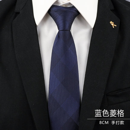 Tie Men's Forsuit Business Blue Striped Shirt Suit Hands Lazy People Zip-Free Wedding Trend