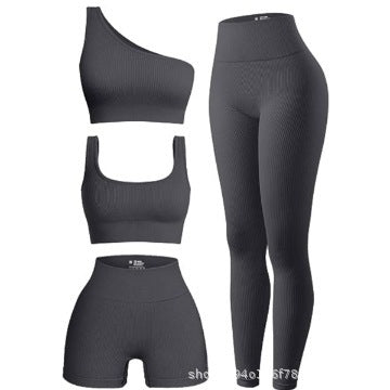 Yoga Clothing Women's 2024 New Short-sleeved Sports Fitness Pilates Training Clothing Top High-grade Four-piece suit
