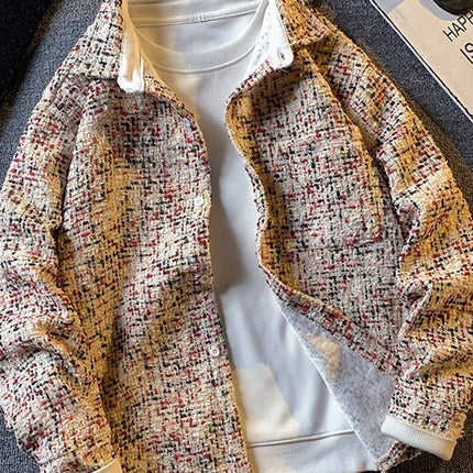 Chanel style houndstooth jacket high sense ruffian handsome jacket niche design color shirt home figure# XXF066