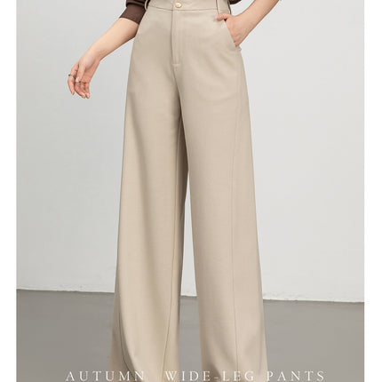 Wide-Leg Wool Pants for Women Spring and Summer 2025 New Loose Draped Straight Pants Commuter Autumn Trousers Casual Wide-Leg