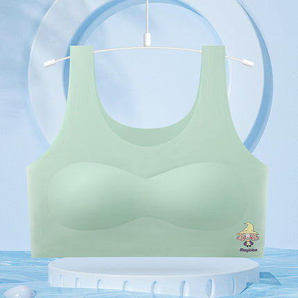 Cute Cartoon Junior Senior high school Students Traceless Ice Silk Girls' Underwear Development Adolescent Girls' Beautiful Back Girls' Bra