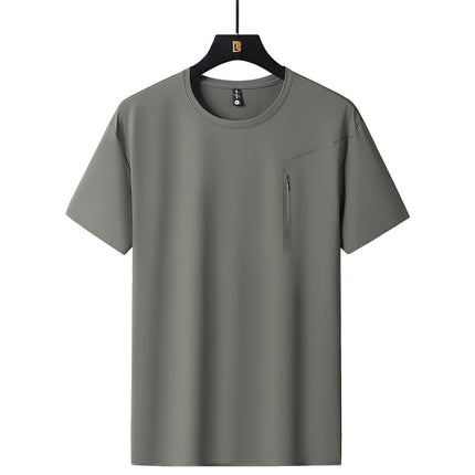 Ice Silk Short-sleeved T-shirt Men's and Women's 2025 New Summer Men's and Women's Thin Elastic Breathable Sports Quick-drying Clothes Cool T-shirt