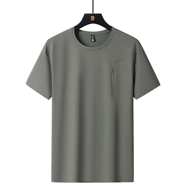 Ice Silk Short-sleeved T-shirt Men's and Women's 2025 New Summer Men's and Women's Thin Elastic Breathable Sports Quick-drying Clothes Cool T-shirt