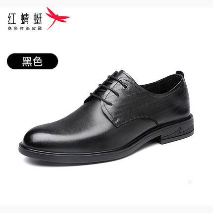 Red Dragonfly Men's Shoes Spring and Autumn Business Dress Leather Shoes Men's Leather Top Layer Cowhide Casual Soft Sole Office Wedding Shoes