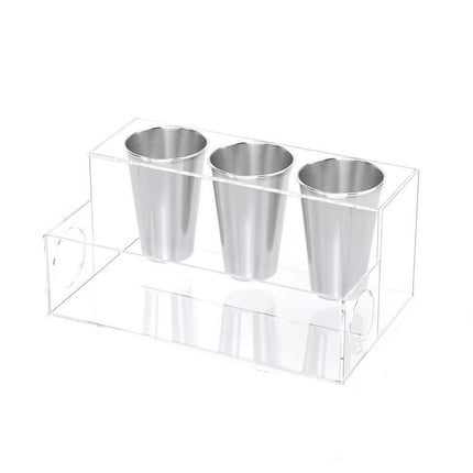 Hair Dryer Storage Rack, Washbasin Desktop Organizer, Acrylic Makeup Storage Rack with Stainless Steel Cup Holder, Customizable