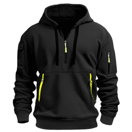 Men's Sweatshirt Casual Sports Hoodie Autumn and Winter Top with Arm Pocket Zipper Hoodie
