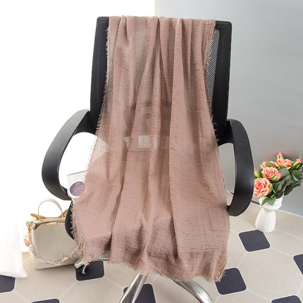 New Spring and Summer Fashion Cotton and Linen Solid Color Headscarf Beach Towel Sun Protection Large Size Silk Scarf Shawl for Women