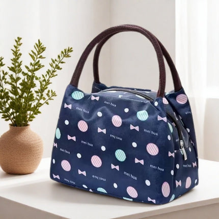 Oxford cloth printed lunch box bag new fashion casual ladies portable lunch bag hand mummy bag cartoon cute