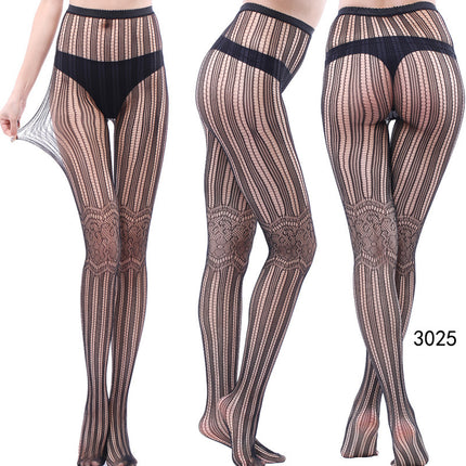 Factory In-Stock European and American Style Pantyhose, Summer Fishnet Stockings, Fashionable Girls' Sexy Patterned Jacquard Lace Hollow-Out Retro