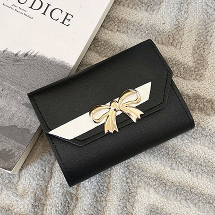 Foreign Trade Wholesale Women's Color-Blocked Bowknot Multi-Card Slot Coin Purse 2025 Korean Style Summer and Autumn New Mini Wallet