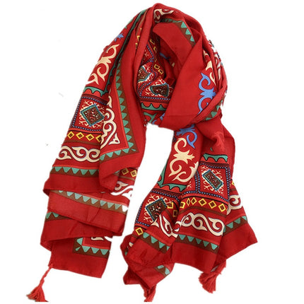 Ethnic Style Shawl Women's Summer Hainan Sanya Travel Photograph Qinghai Lake Scarf Beach Towel Thin Sunscreen Scarf