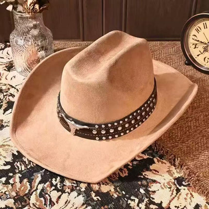 Solid Color Light Board Felt Western Cowboy Hat Outdoor Autum Hat Women's Simple French Hat Men's High-End