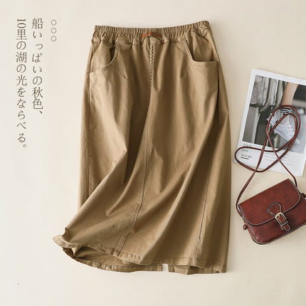 22107 high waist A- line skirt women's commuter versatile mid-length skirt pear-shaped figure slimming meat-covering autumn straight skirt