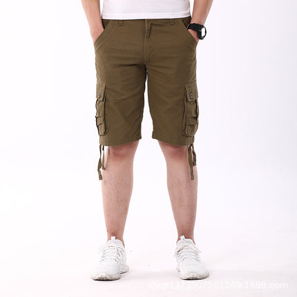 Summer new men's casual shorts multi-pocket plus size loose shorts fashion trendy casual pants overalls men