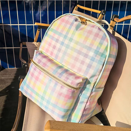Cross-border Hot New Rainbow Plaid Waist Bag Nylon Waterproof Women Crossbody Bag Travel Outdoor Sports Chest Bag