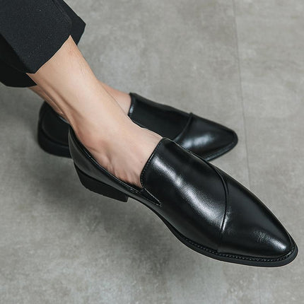 Summer Leather Shoes Men's Single Layer Leather Breathable Soft Bottom Soft Face Work Suit Black Heightening Business Dress Shoes