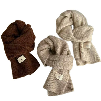 Contains Wool~ Soft and Cozy Egg Solid Color Scarf, Imitation Cashmere Neck Warmer, Winter Warmth, Korean Style, Knitted Wholesale, Soft