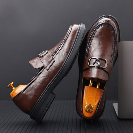 Men's Casual Leather Shoes 2026 New Versatile Trendy Fashion High-End Genuine Leather Business Work Shoes Loafers for Men