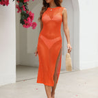 Orange Knit Beach Dress / S
