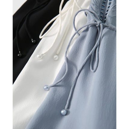 2024 summer white Victoria fairy skirt positioning embroidery light and elegant Qiaoqi mulberry silk dress
