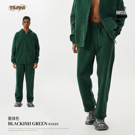 Tilani Men's Autumn and Winter Velvet Thickeneded Hooded Cardigan Sweatshirt Sweatpants American Fashion Brand Youth Hoodie Suit