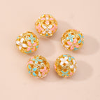 15. pink, green and white four-leaf clover beads 10mm