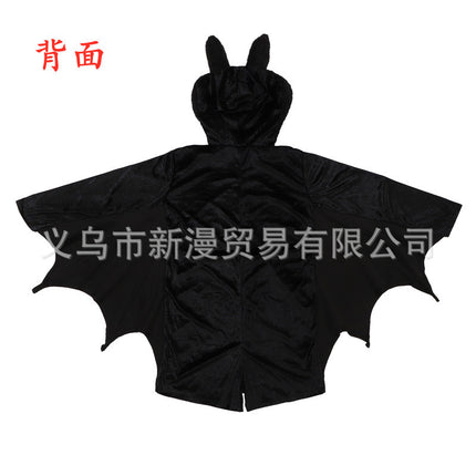 Women's Vampire Bat Cosplay Hooded Costume Halloween Black Bat Jumpsuit Prom Performance Costume