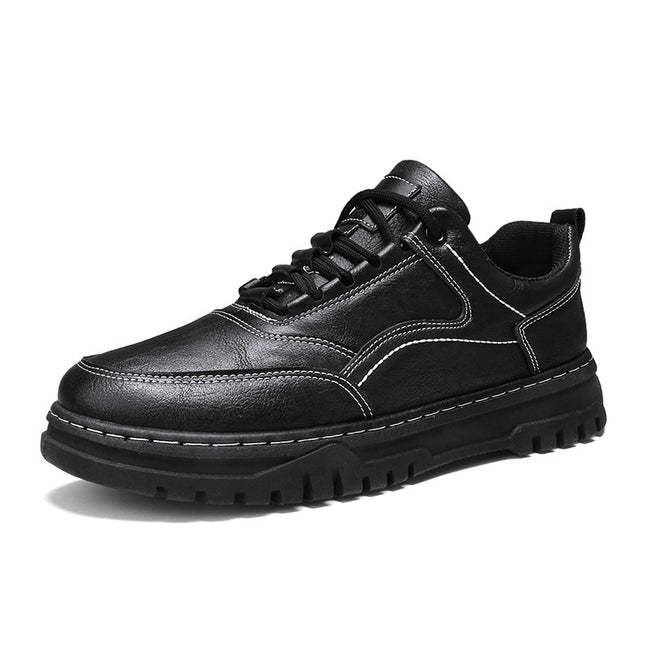 New Spring Men's Shoes Waterproof Chef Kitchen Work Board Shoes Pure Black Casual Leather Shoes Work Site Labor Protection Tide Shoes