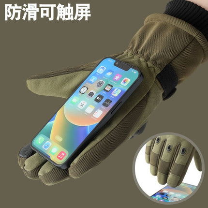 Tactical cycling training ski gloves outdoor mountaineering touch screen non-slip wear-resistant winter full finger fleece-lined warm gloves